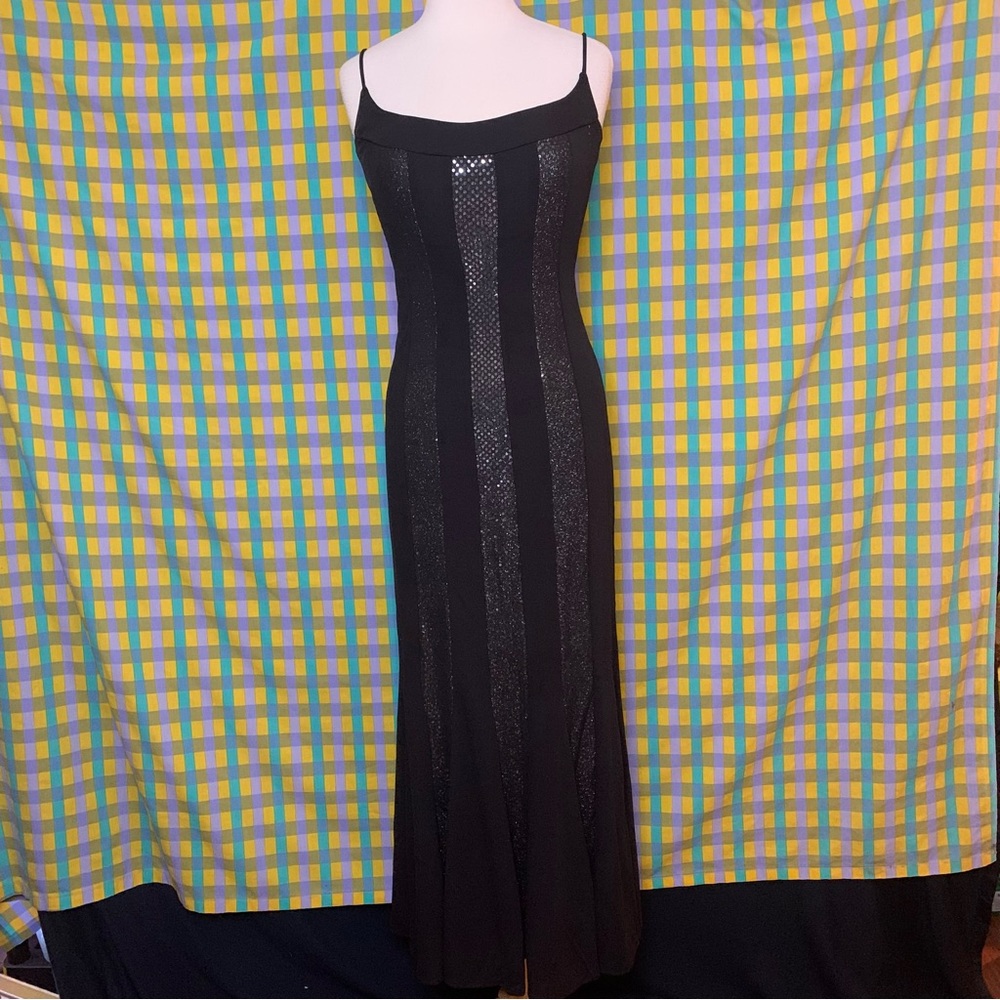 Niki by Niki Livas black full length formal dress with sparkly panels
